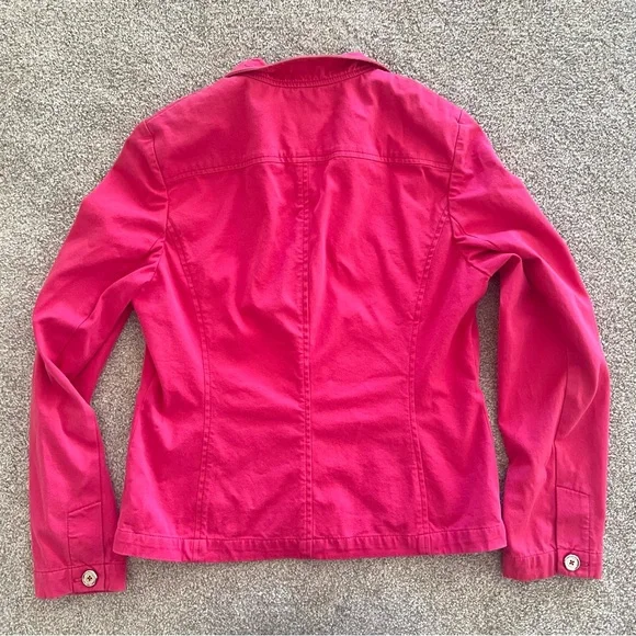 Jones New York Stretch Hot Pink Button Up Jacket w Front Pockets - Picture 7 of 10